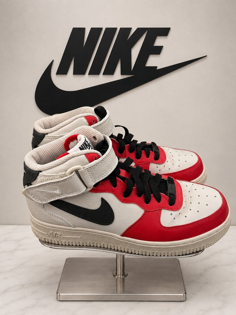 Nike Air Force 1 Mid By You Custom Red White Black Womens 6.5 DV3903-900